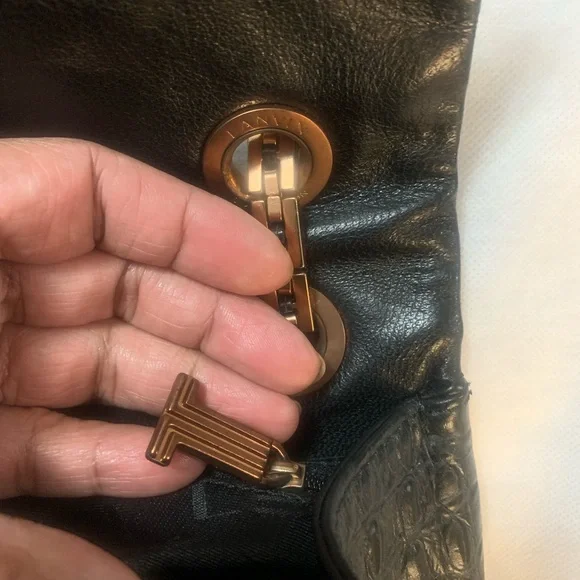 Lanvin Black Crocodile-Embossed Shoulder Bag - Picture 15 of 15